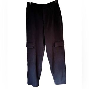 MNG Mango Women’s Black Knit Straight Leg Preppy Sporty Cargo Pants Size XXS